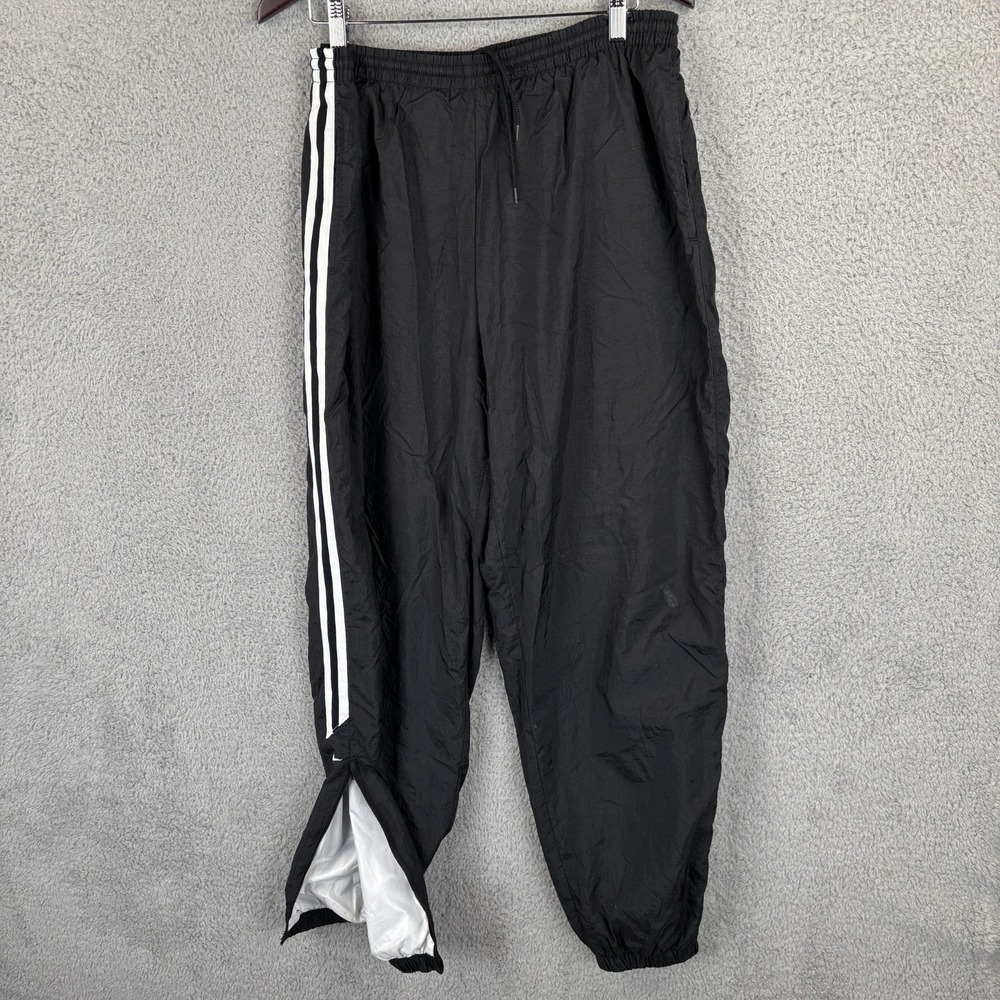 Vintage 90s Nike Track Pants Mens XL‎ Black Lined Rare Double Stripe Zip Ankle